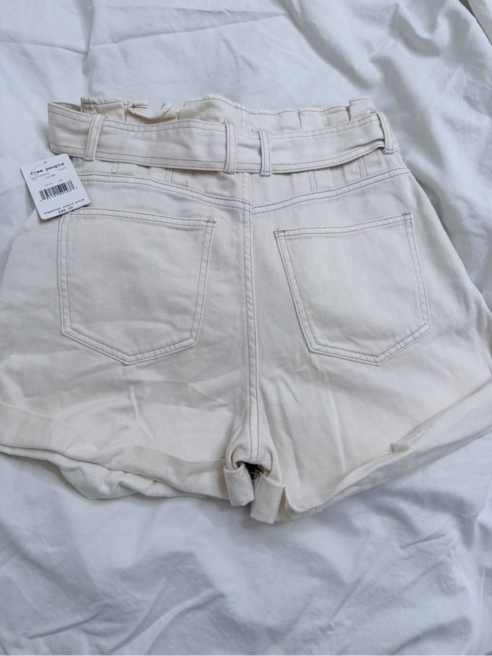 NWT Free People We The Free Plume Shorts XS Ivory Paperbag Waist belted